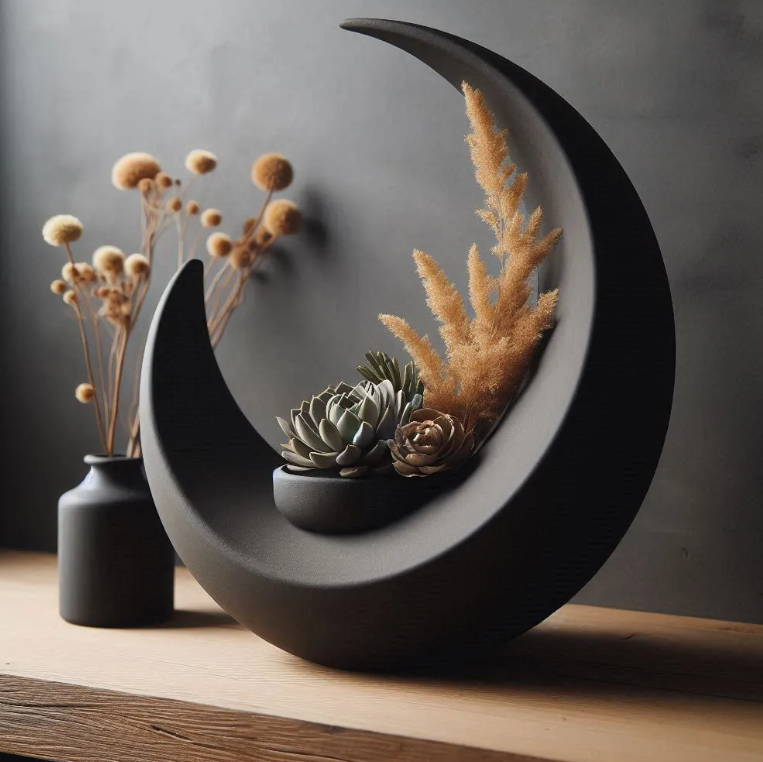 Decorative Crescent Vase — 3D printed by Moon Studio 3D